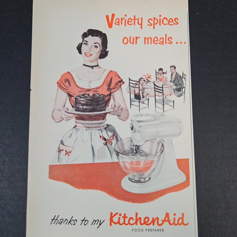 1953 Kitchen-Aid Food Preparer Stand Mixer Vintage Print Ad Hobart Troy OH Cake